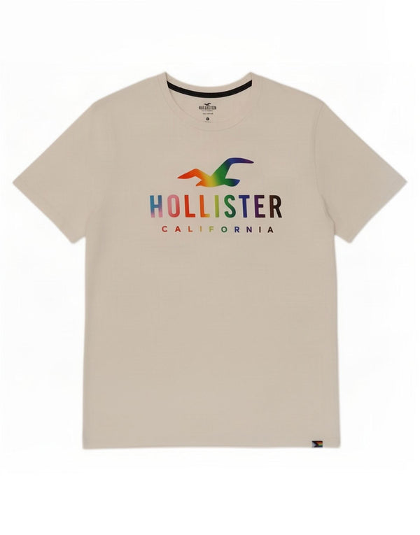 Мужская футболка с рисунком Hollister XL, белый хлопок