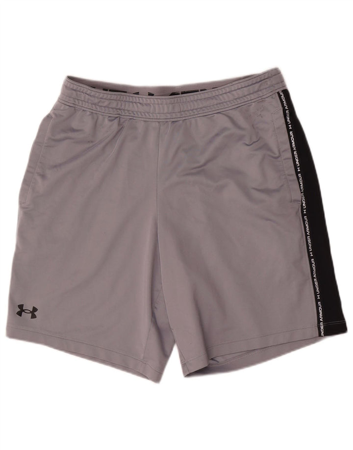 Мужские спортивные шорты с графическим рисунком Under Armour, большие серые, полиэстер с цветными блоками