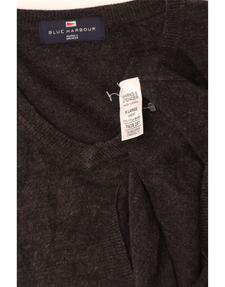 Мужской джемпер с v-образным вырезом Mark & Spencer Blue Harbour XL, серый акрил