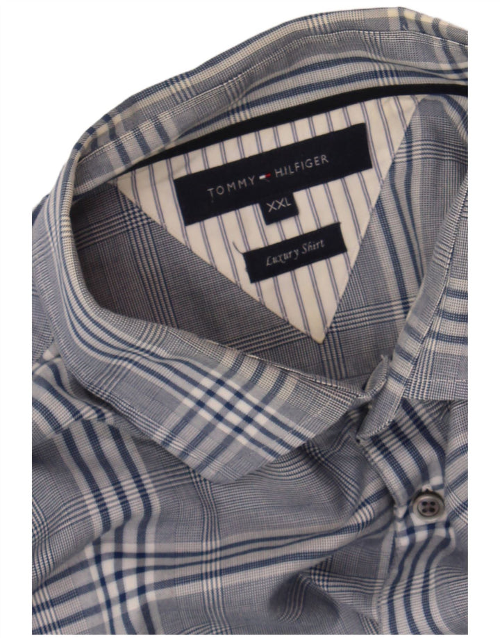 TOMMY HILFIGER Mens Flannel Shirt 2XL Blue Check Cotton