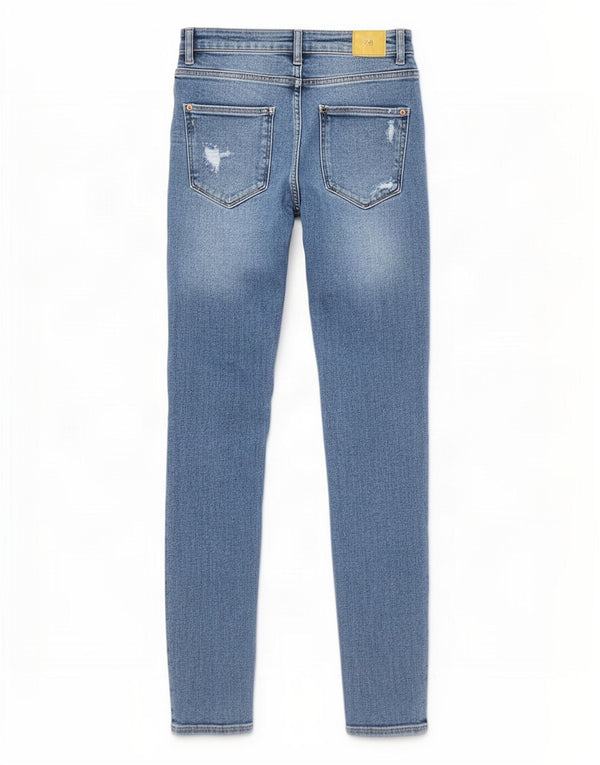 Женские рваные джинсы скинни с высокой талией Zara EU 36 XS W26 L27, синий хлопок