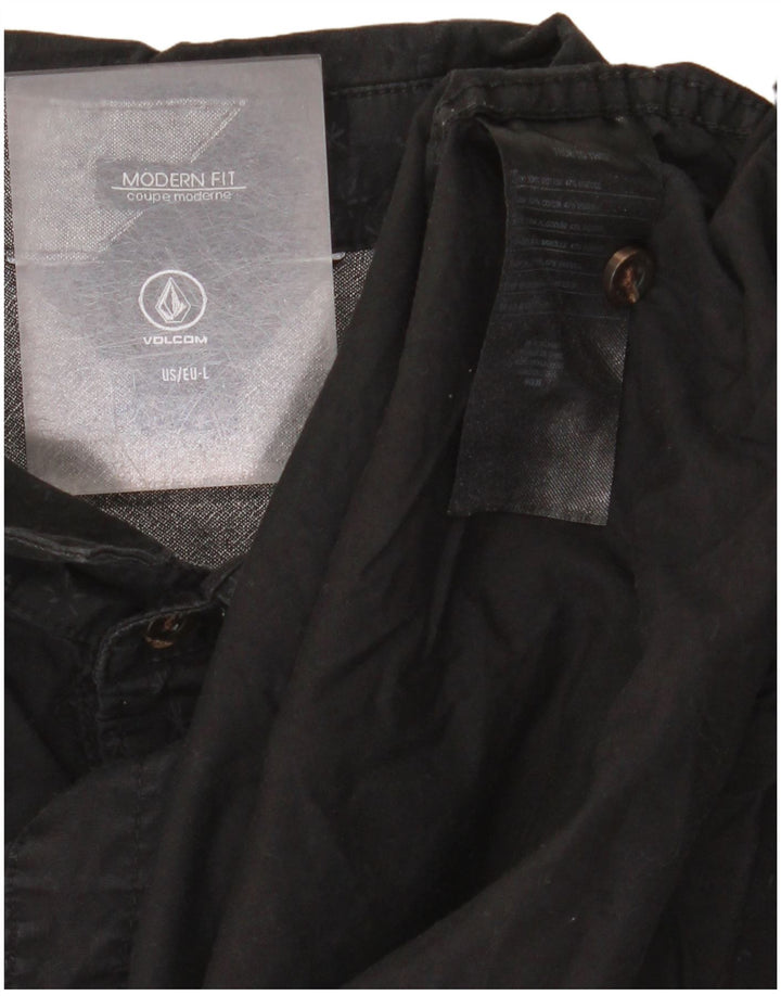 Мужская рубашка современного кроя Volcom, большая черная пятнистая хлопковая рубашка