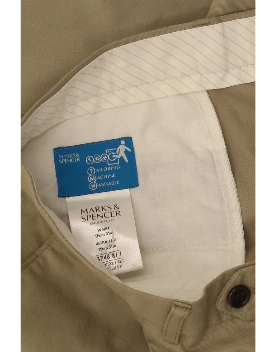 Мужские повседневные брюки Marks & Spencer W34 L31 цвета хаки, полиэстер