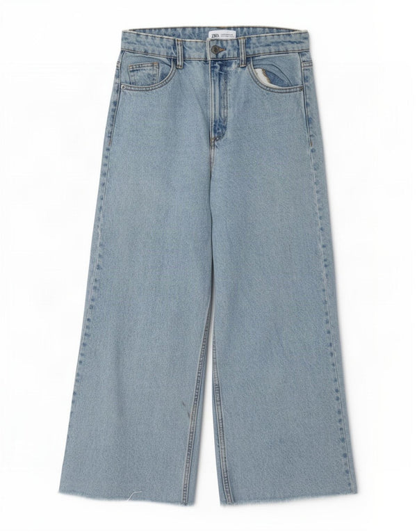 Женские широкие джинсы с высокой талией Zara EU 36 XS W26 L25, синий хлопок