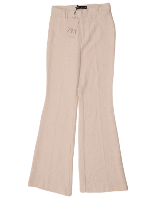 Женские повседневные брюки-клеш Zara, маленькие W26 L32, белый хлопок