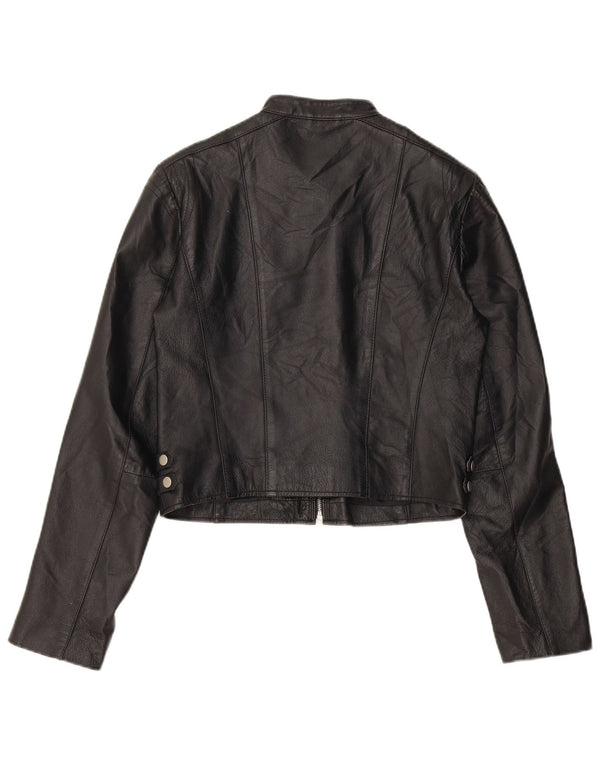 Женская укороченная кожаная байкерская куртка Conbipel IT 44 Medium Black Leather