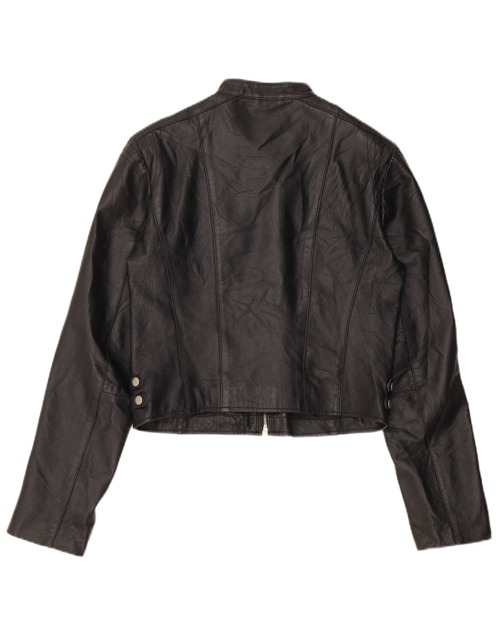 Женская укороченная кожаная байкерская куртка Conbipel IT 44 Medium Black Leather