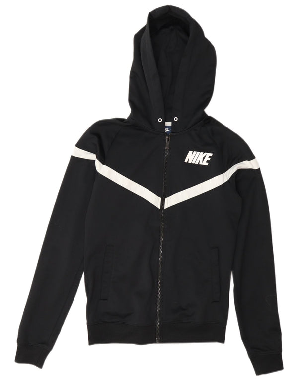 Женский свитер с капюшоном и молнией с графическим рисунком Nike UK 10, маленький черный цветной блок