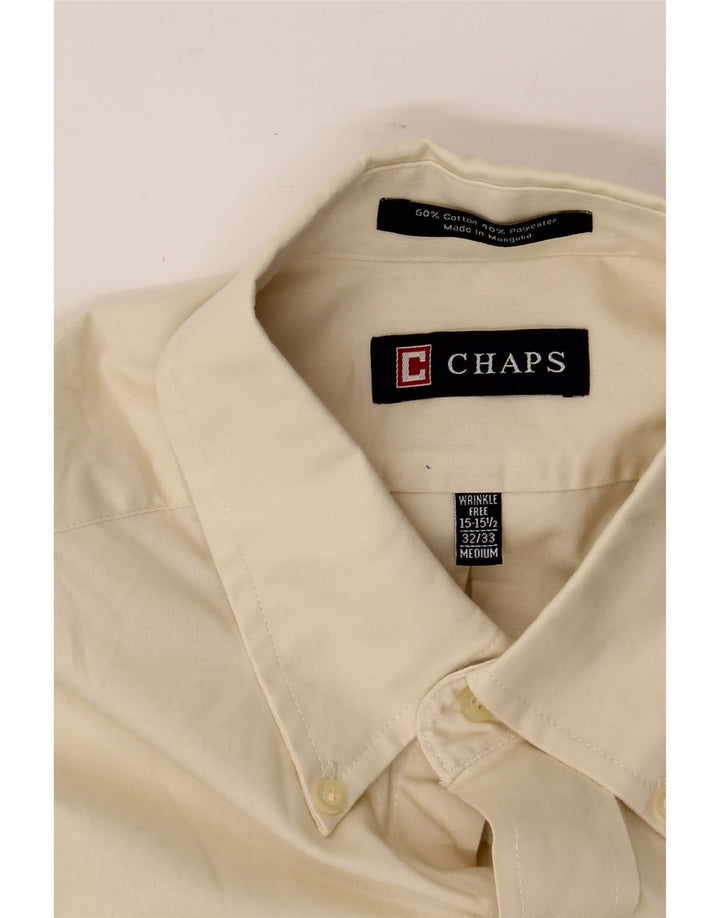 CHAPS Mens Shirt Size 15 1/2 Medium Off White Cotton Vintage Chaps and Second-Hand Chaps from Messina Hembry 