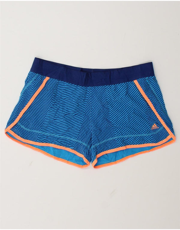 Женские спортивные шорты Adidas Climalite UK 12/14, средние синие в тонкую полоску