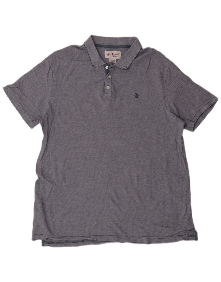 Мужская рубашка поло PENGUIN 2XL, классическая хлопковая синяя полоска