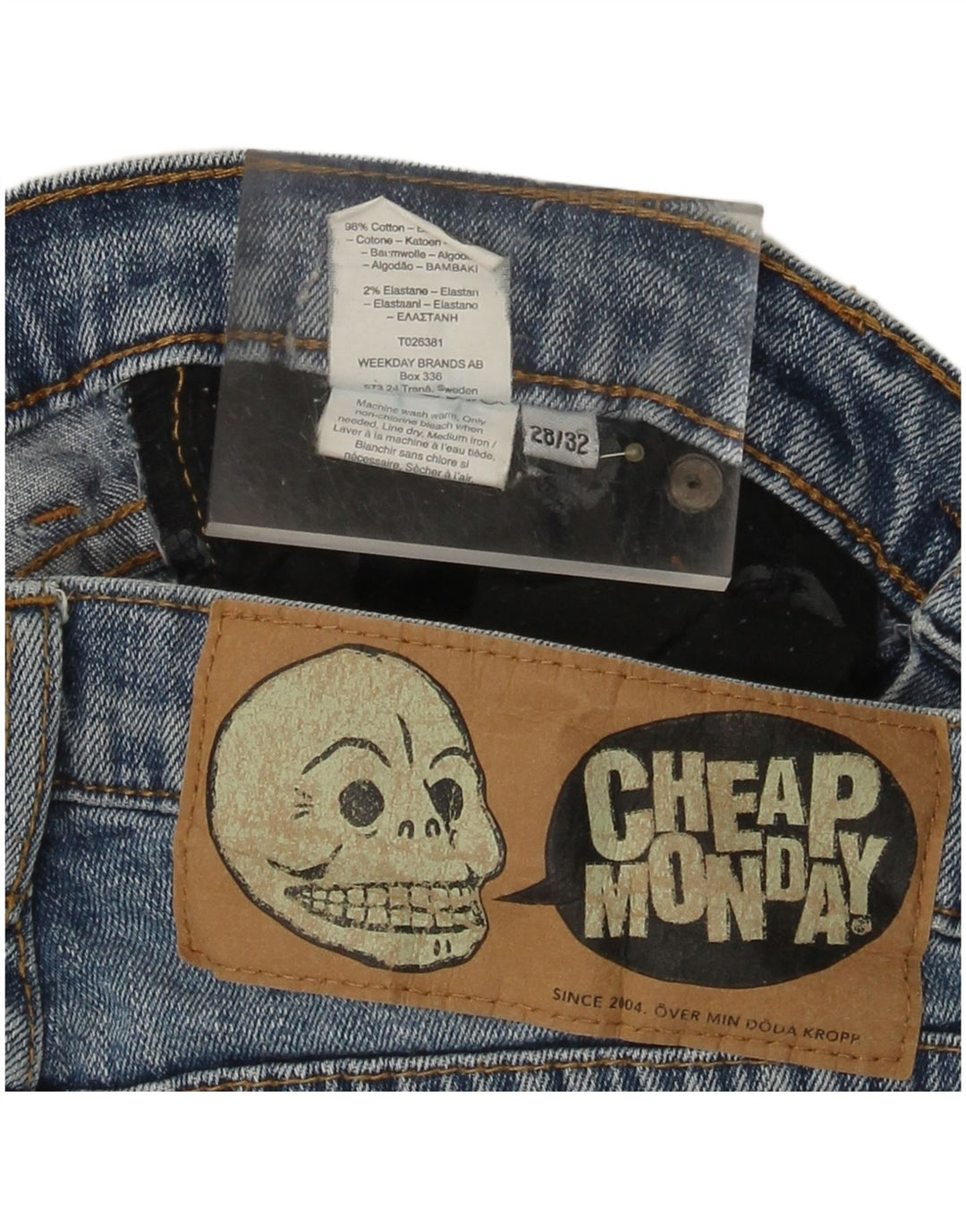CHEAP MONDAY Мужские узкие джинсы W28 L32 Синий хлопок