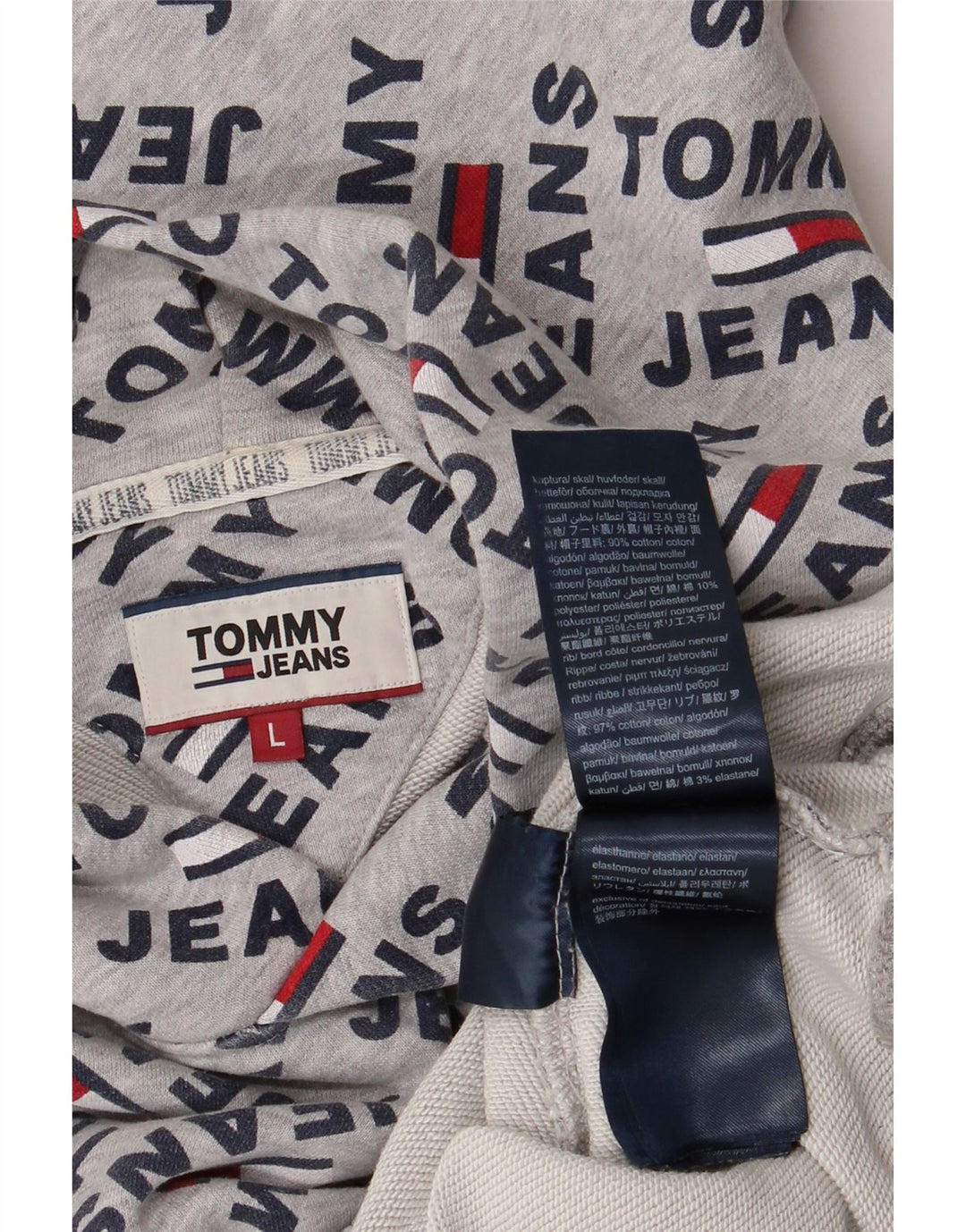 TOMMY HILFIGER Мужской джемпер с капюшоном с рисунком, большой серый, хлопок