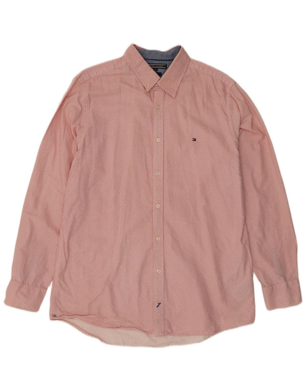 Tommy Hilfiger Мужская рубашка узкого кроя XL из хлопка в розовые пятна
