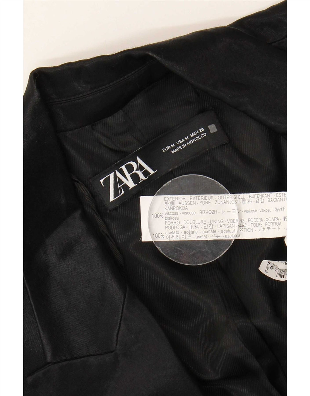 Женский открытый пиджак Zara UK 14, средний черный из вискозы