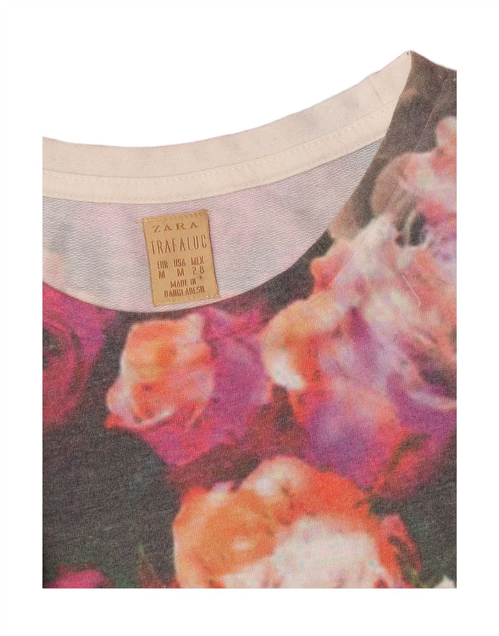 Женский свитер Zara Trafaluc UK 14, средний разноцветный цветочный принт