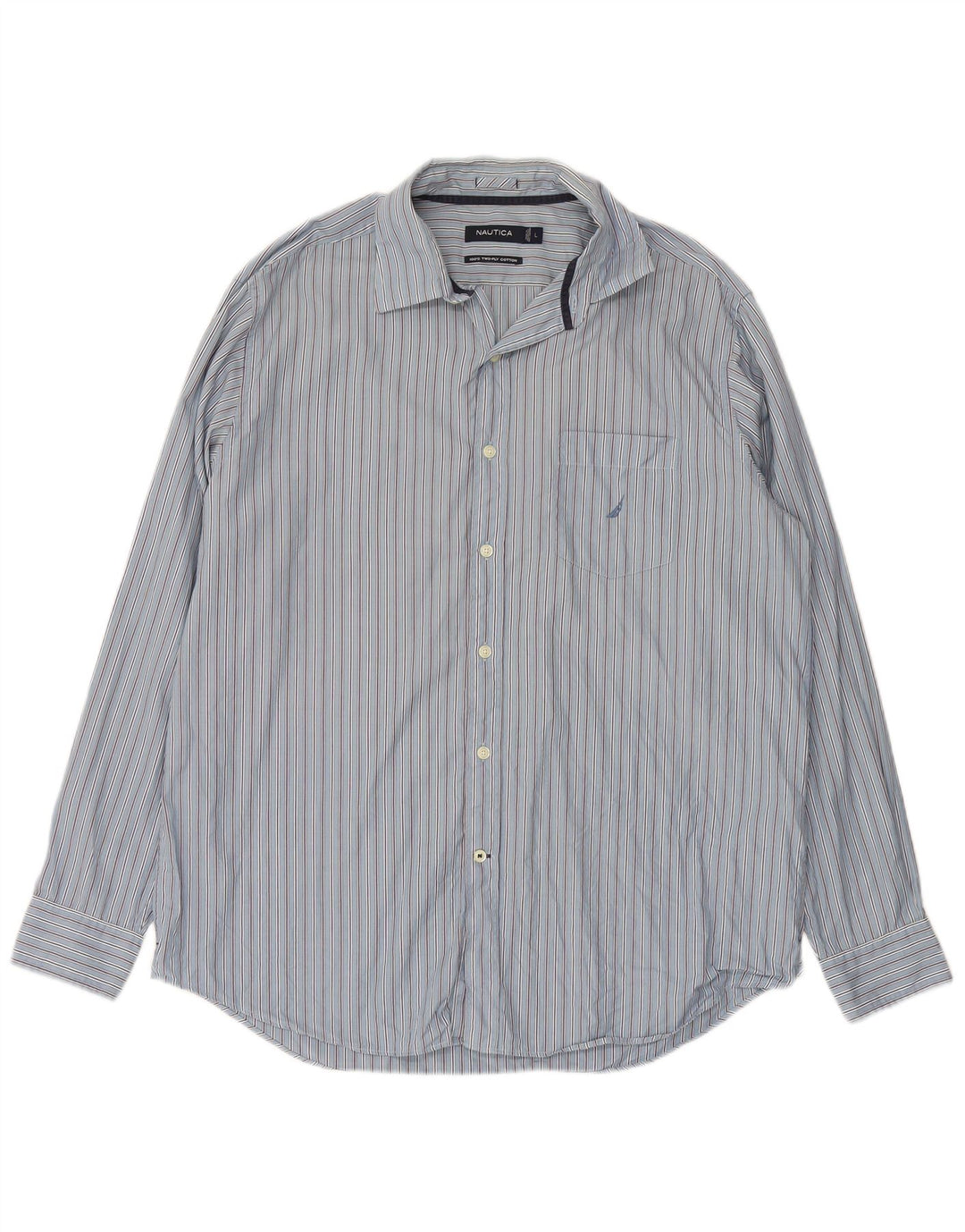 NAUTICA Mens Shirt Large Blue Striped Cotton