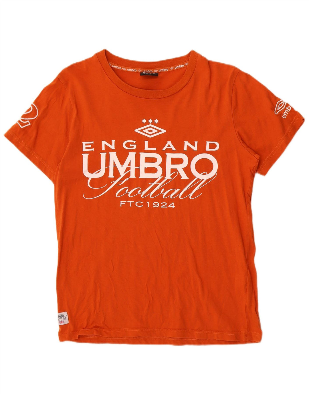 Мужская футболка с рисунком Umbro, хлопковый топ среднего оранжевого цвета