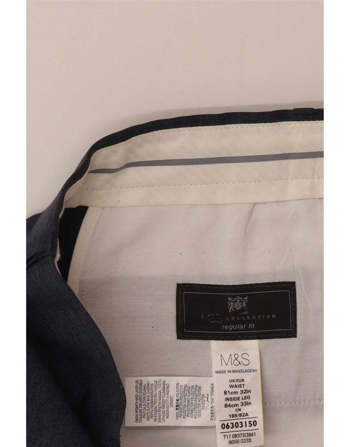 Мужские костюмные брюки классического кроя Marks & Spencer W32 L33 темно-синие из полиэстера