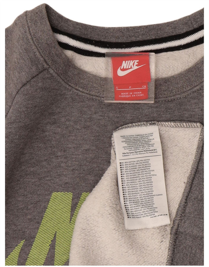 Мужской свитшот с графическим рисунком NIKE, маленький серый хлопковый джемпер с цветными блоками