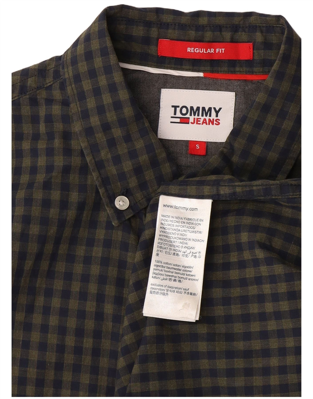 Мужская рубашка стандартного кроя Tommy Hilfiger, маленькая, темно-синяя, хлопок в мелкую клетку