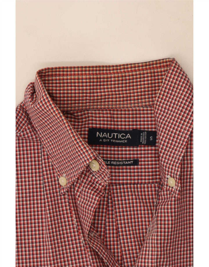 Мужская рубашка Nautica, маленькая красная хлопковая клетка в мелкую клетку