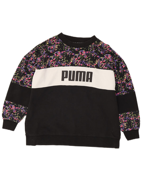 Женский свитшот с рисунком Puma, Великобритания, 22, 3XL, черный, хлопок с цветными блоками