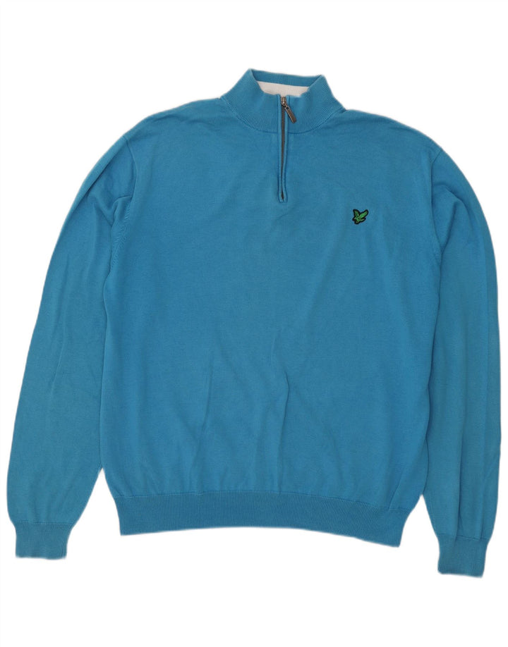 Мужской джемпер с воротником на молнии Lyle & Scott XL, синий хлопок