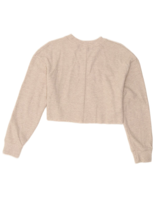 Женский укороченный свободный джемпер с круглым вырезом Zara UK 10, маленький бежевый