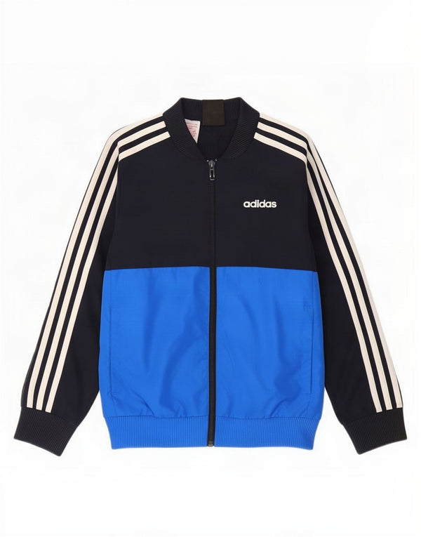 Спортивный костюм Adidas для мальчиков, верхняя куртка 7-8 лет, синий полиэстер с цветными блоками