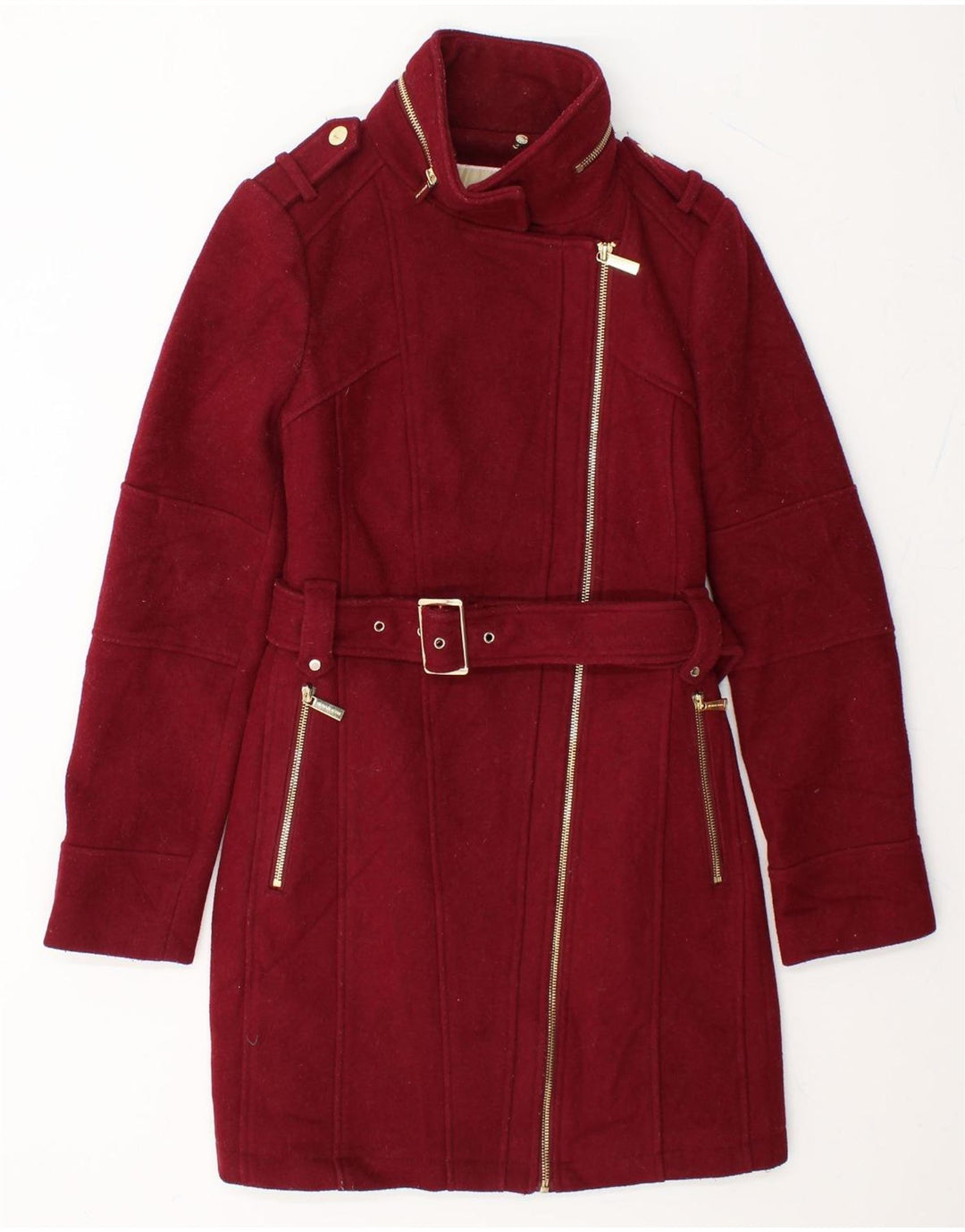 MICHAEL KORS Womens Overcoat UK 6 XS Burgundy Wool Vintage Michael Kors and Second-Hand Michael Kors from Messina Hembry 