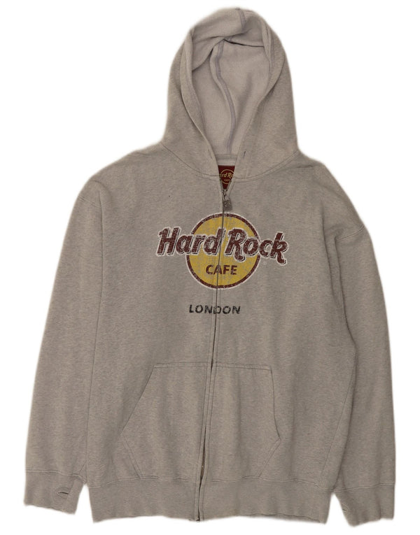 Мужская толстовка с капюшоном на молнии Hard Rock Cafe London с графическим рисунком, хлопковый средний серый цвет