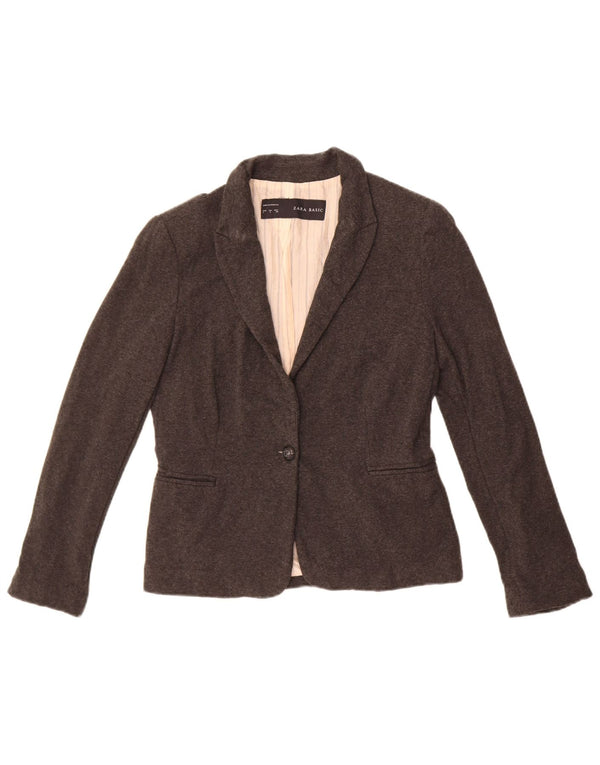 Женский пиджак на 1 пуговице Zara UK 14, большой серый ацетат