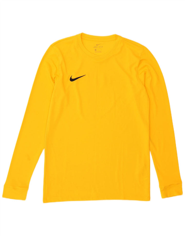 Мужской топ с графикой Nike Dri Fit с длинными рукавами, средний желтый полиэстер