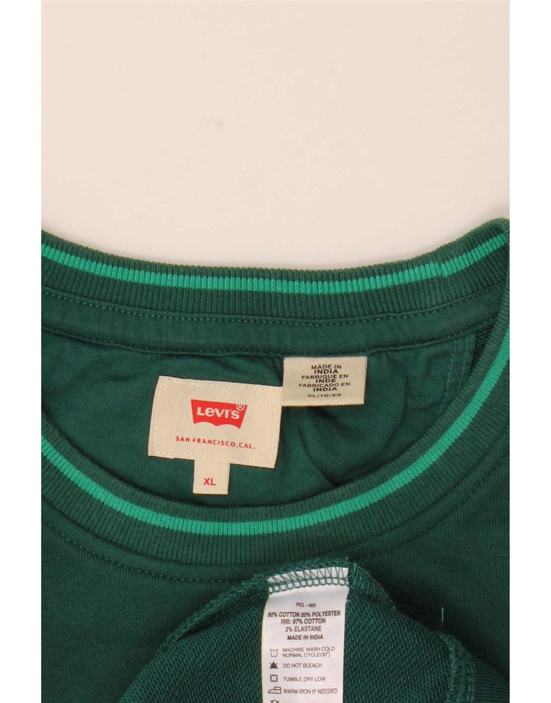 Мужской свитшот Levi's XL, зеленый хлопок