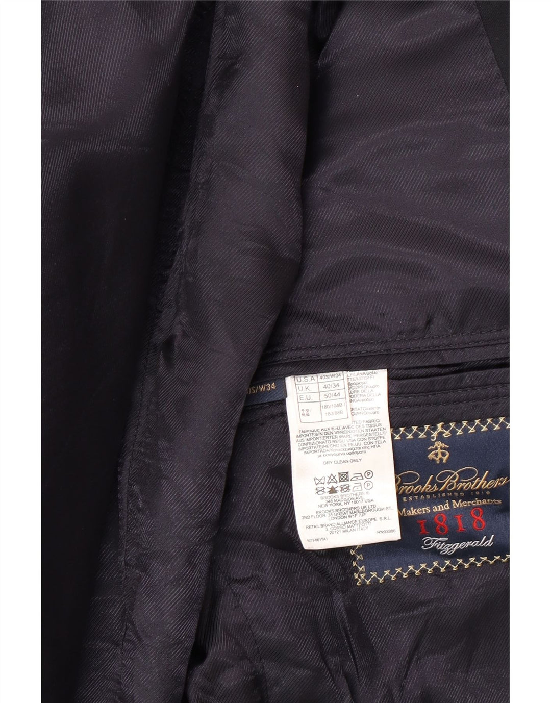 Мужской пиджак на 2 пуговицах Brooks Brothers, Великобритания 40, большой темно-синий, шерстяной