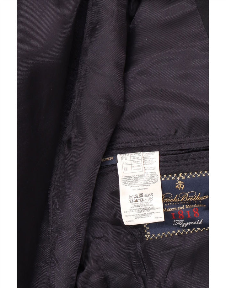 Мужской пиджак на 2 пуговицах Brooks Brothers, Великобритания 40, большой темно-синий, шерстяной