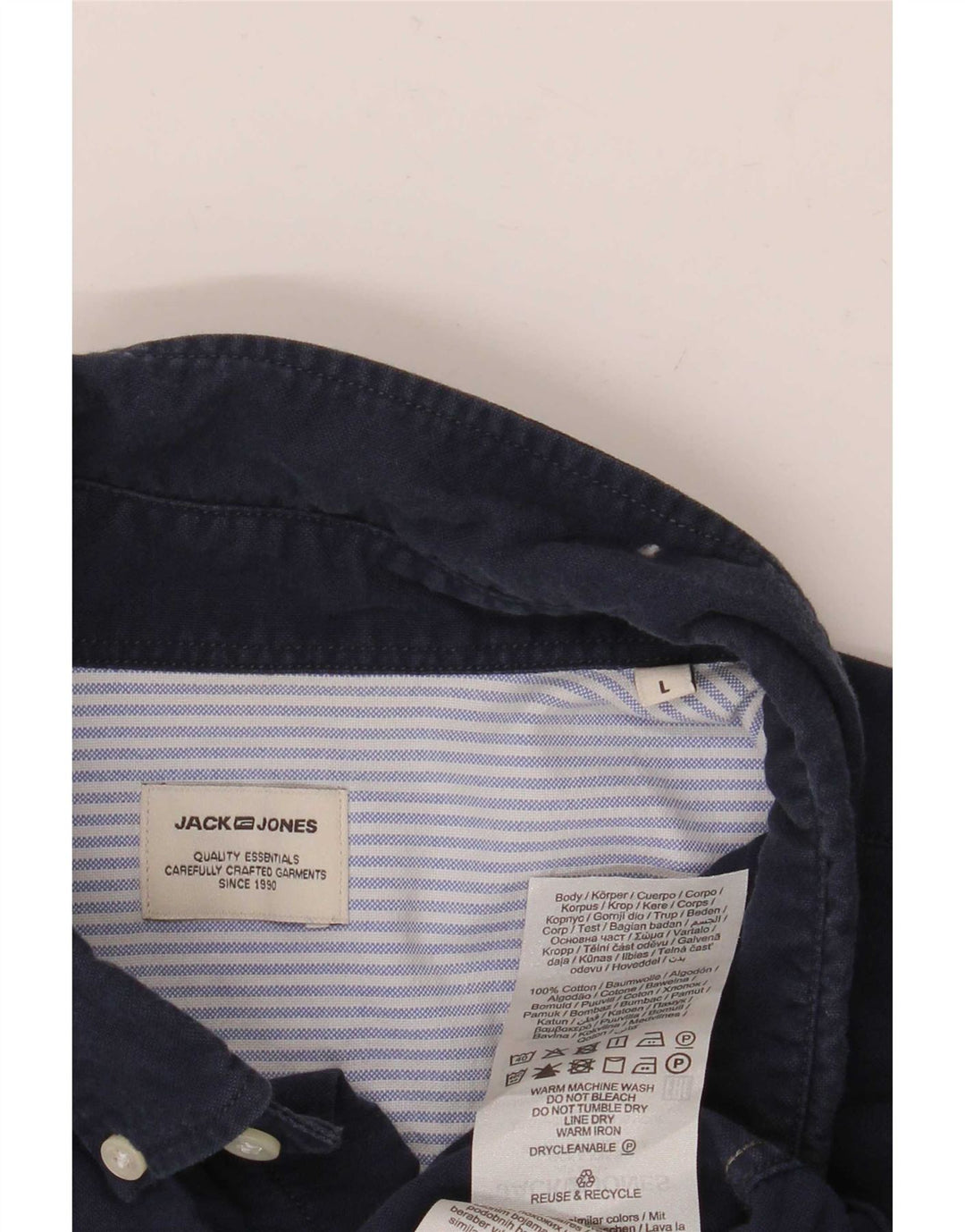 Мужская рубашка Jack & Jones, темно-синяя, хлопковая, большая