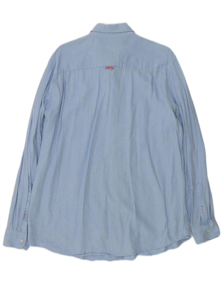 Мужская рубашка Crew Clothing, большая синяя льняная ткань