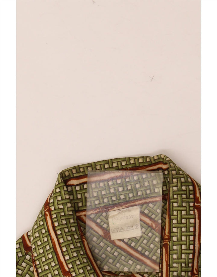 Женская рубашка VINTAGE UK 12, полиэстер среднего зеленого цвета с геометрическим рисунком