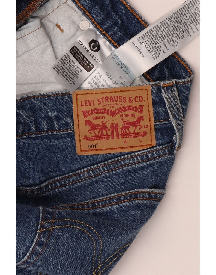 Женские прямые джинсы LEVI'S 501 W24 L28 синие, хлопок