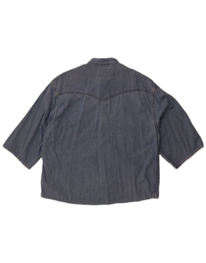 Мужская джинсовая рубашка с коротким рукавом Wrangler среднего синего цвета