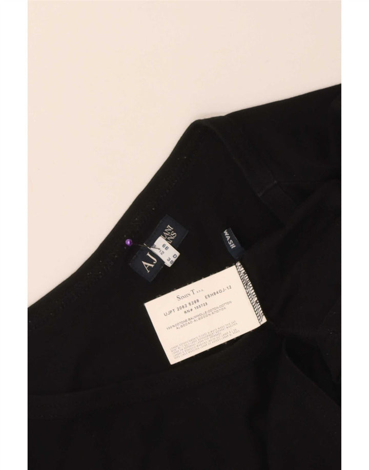 Женский топ с рисунком Armani UK 12, средний черный хлопок с длинным рукавом