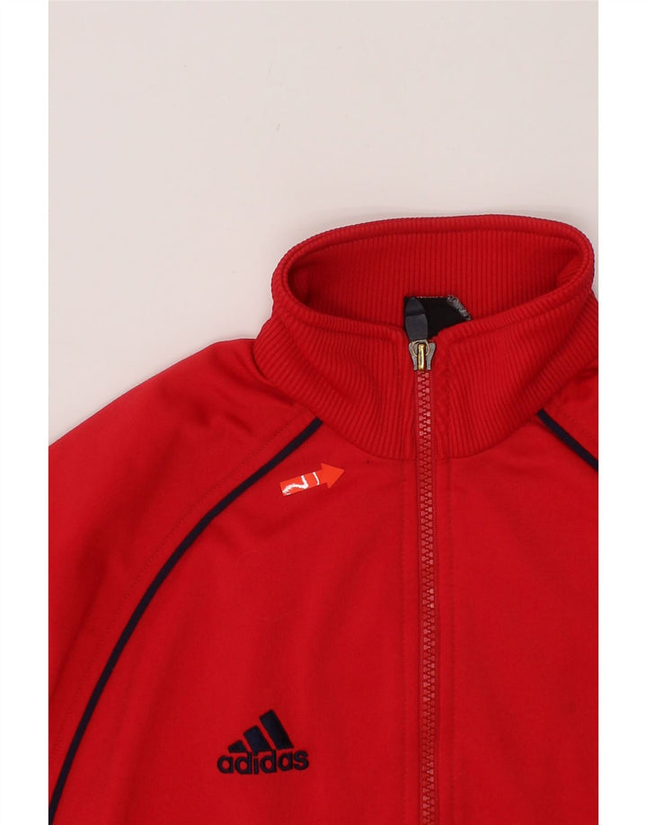 ADIDAS Boys Tracksuit Top Jacket 11-12 Years Red Polyester Vintage Adidas and Second-Hand Adidas from Messina Hembry 
