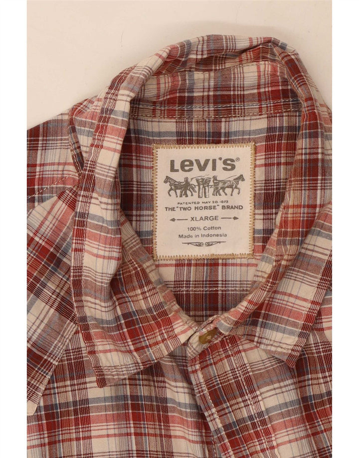 Мужская рубашка с коротким рукавом Levi's XL, коричневая клетка, хлопок