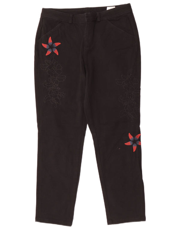 Женские повседневные брюки с рисунком Desigual EU 38 Medium W28 L26, черные с цветочным принтом