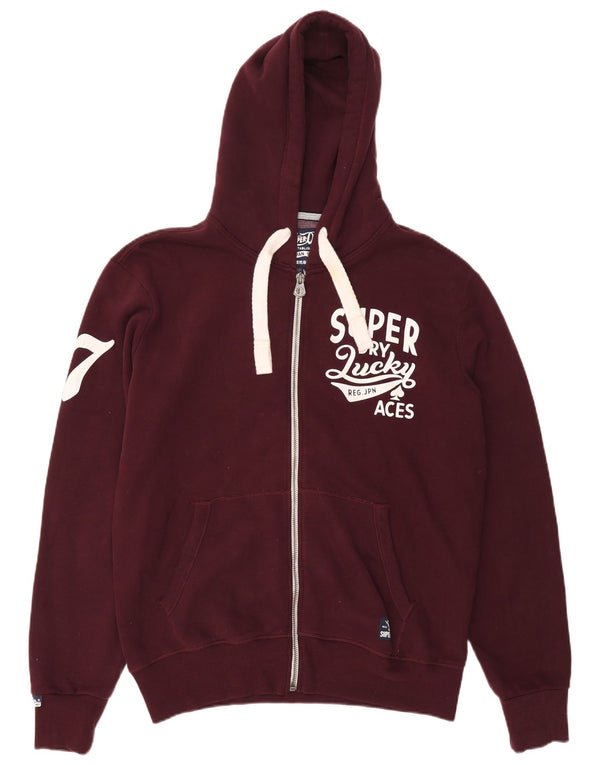 Мужской свитер с капюшоном на молнии с графическим рисунком Superdry 2XL, бордовый, хлопок