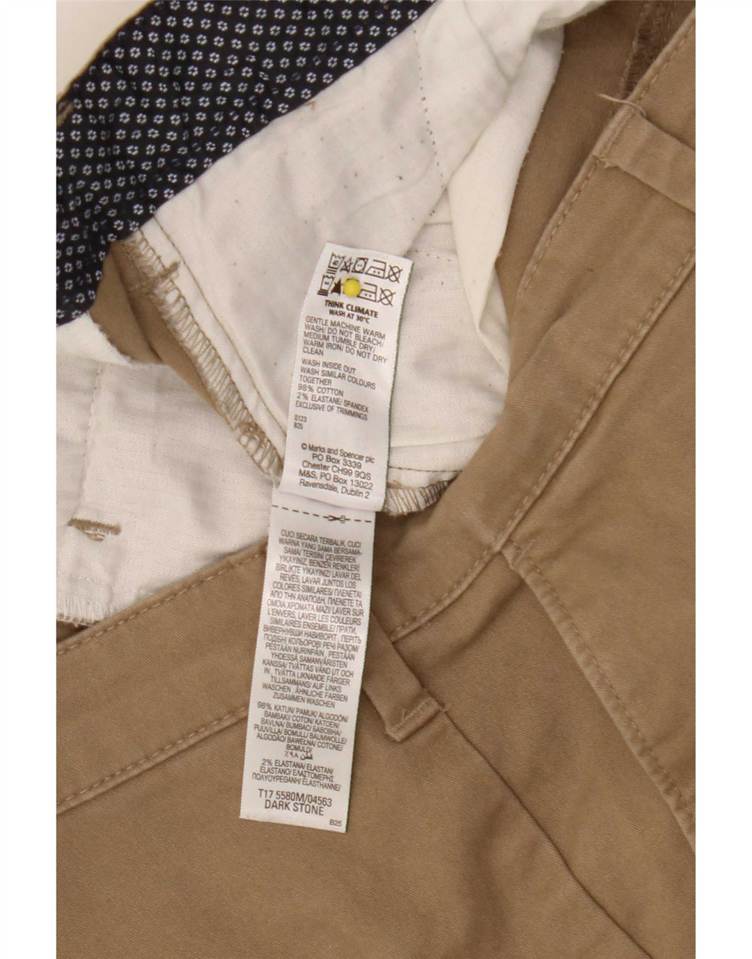 Мужские шорты чинос Marks & Spencer W34, большие, бежевые, хлопок