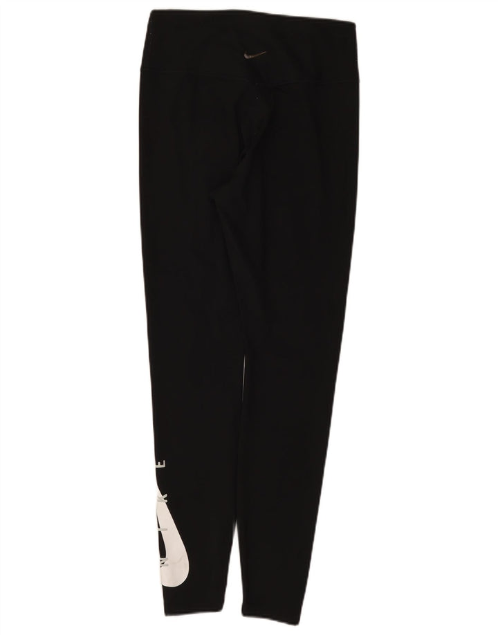Женские леггинсы с рисунком Nike Dri Fit UK 12, средний черный, полиэстер