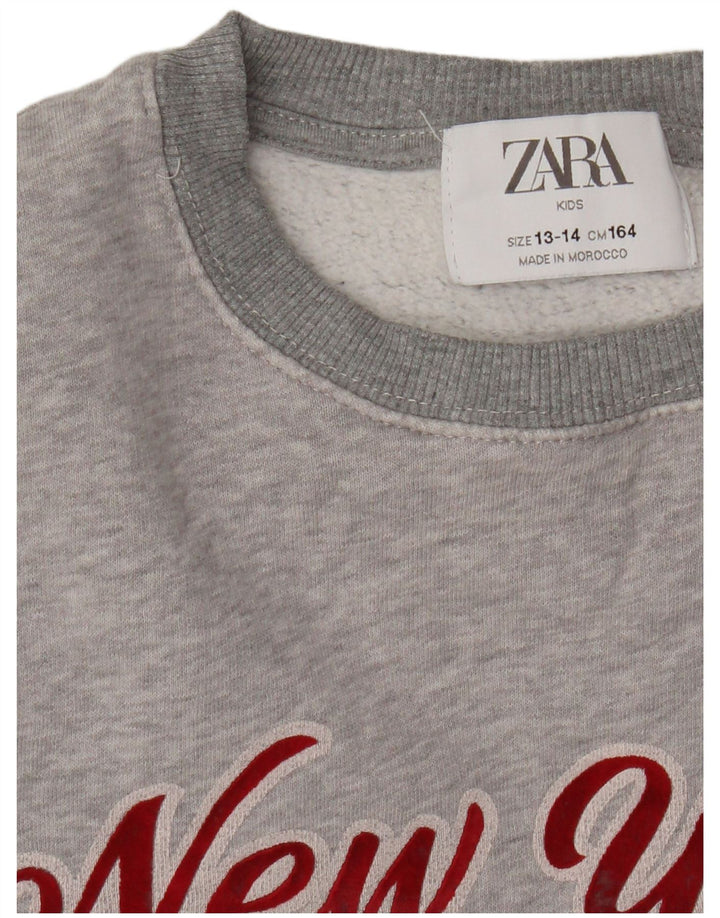 Свитшот Zara для мальчиков с рисунком, 13-14 лет, серый